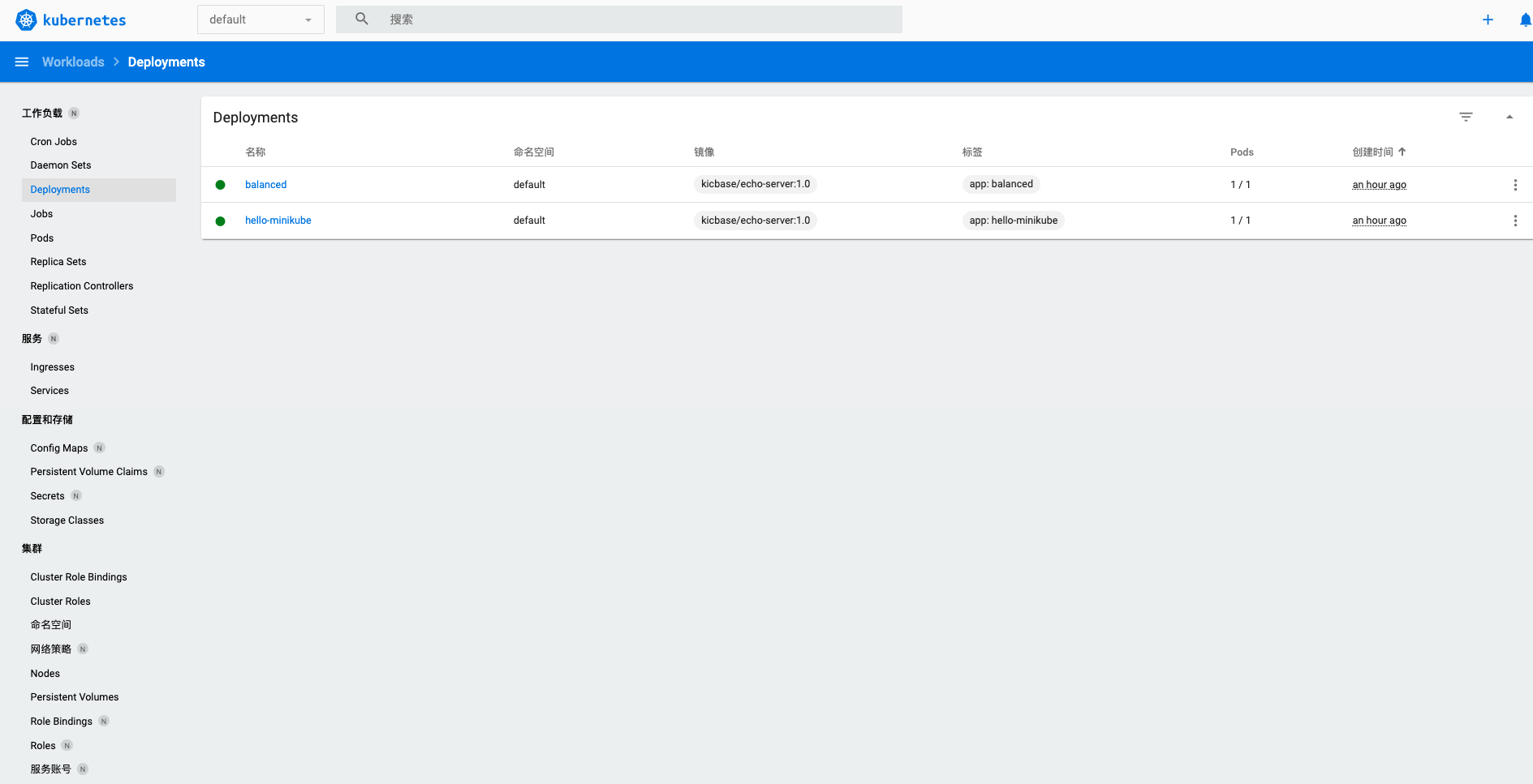 kubernetes-dash-deployments