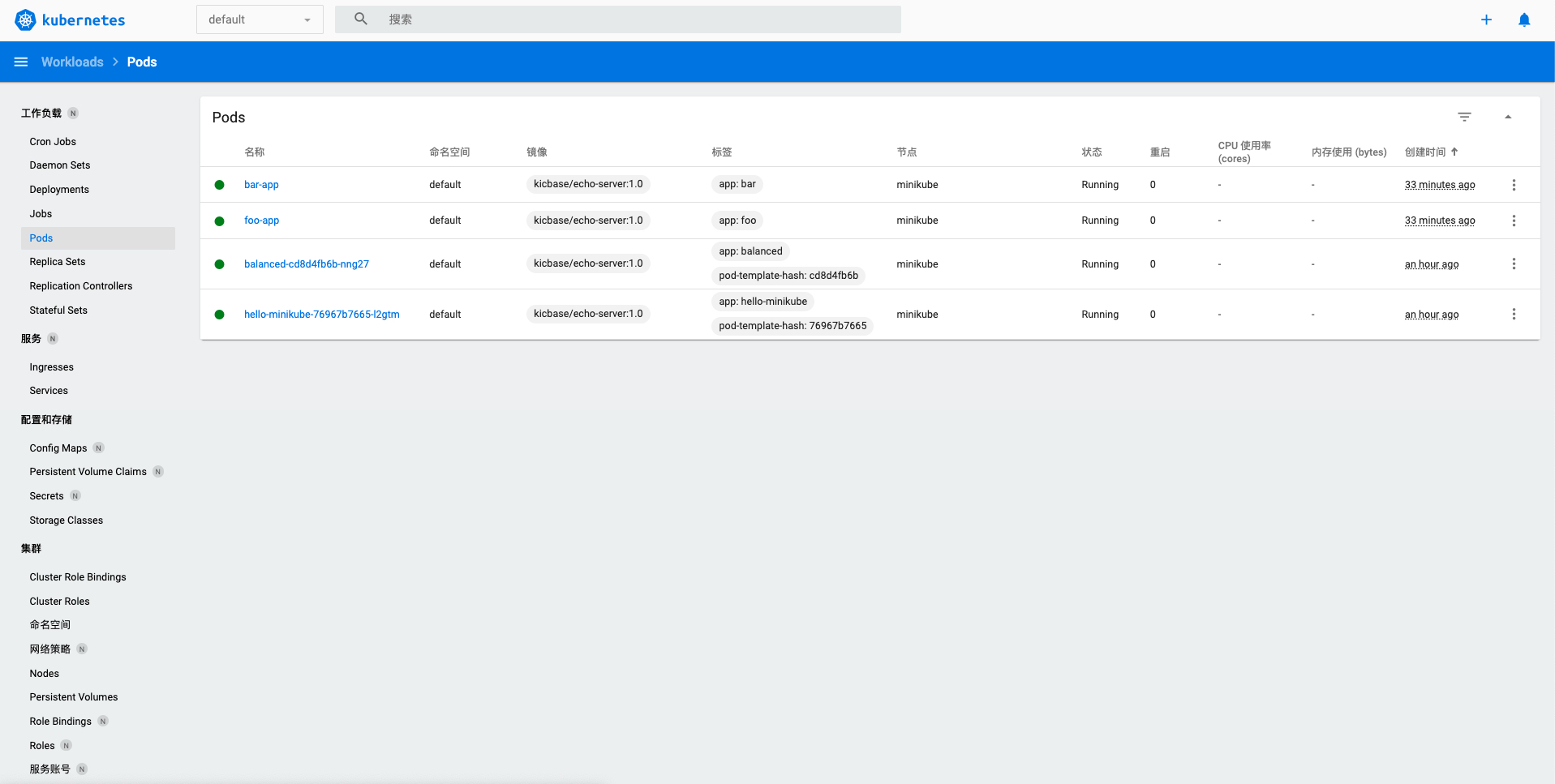 kubernetes-dash-pods